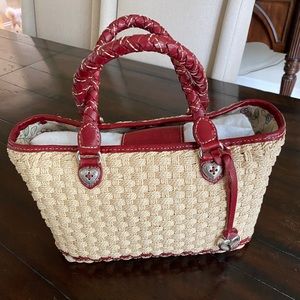 Brighton straw bag with red trim
